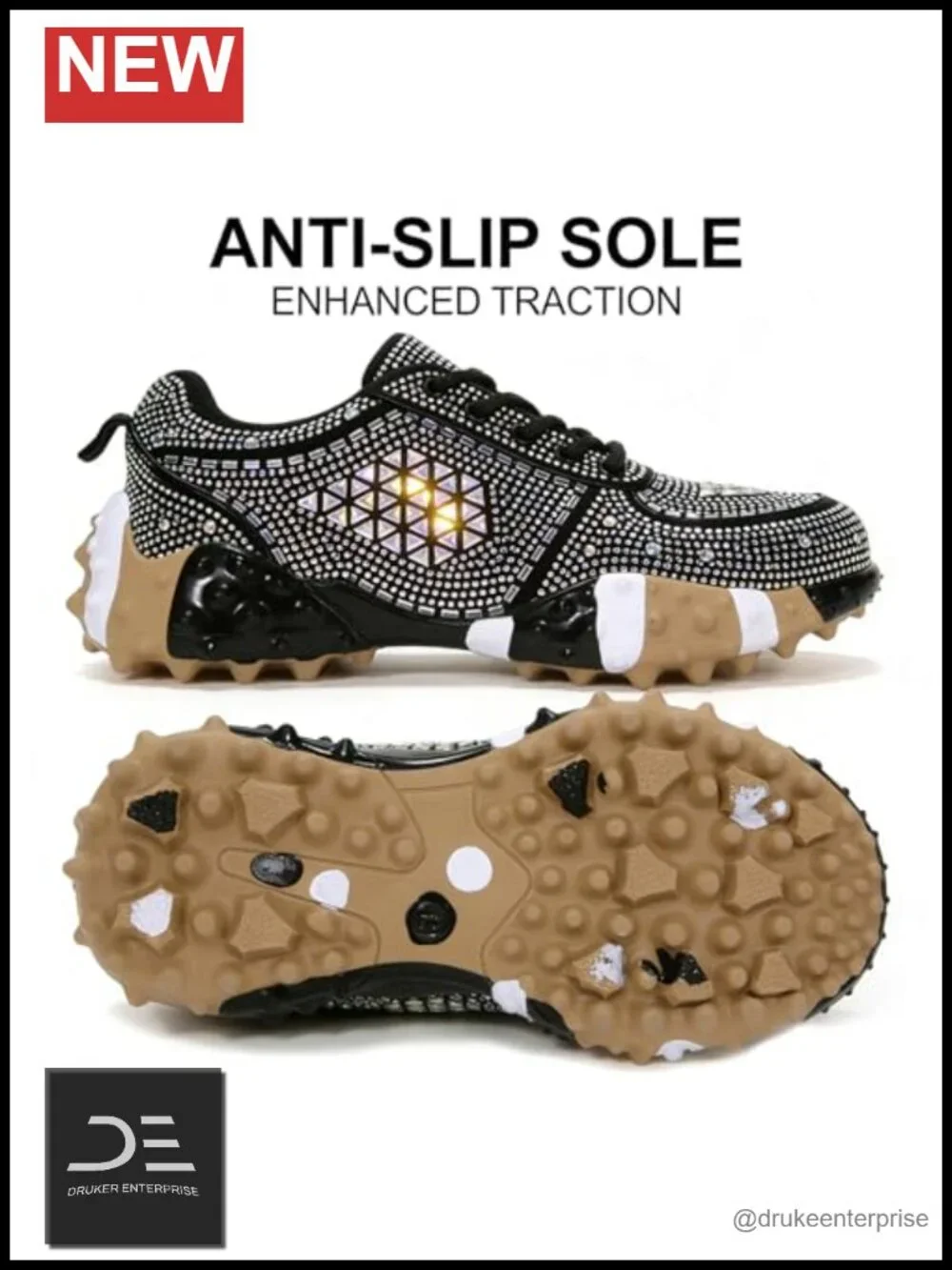 Rhinestone Glitter Platform Sneakers Women's Casual Party Shoes